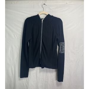 Title 9 Women’s Full Zip Hooded Sweater Cotton Black Size Medium Running Jogging